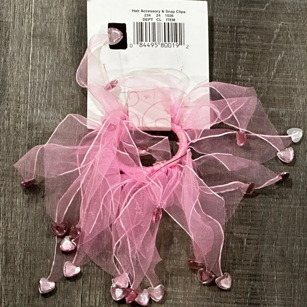 💞 New Pink Jeweled Heart Hair Accessory Set